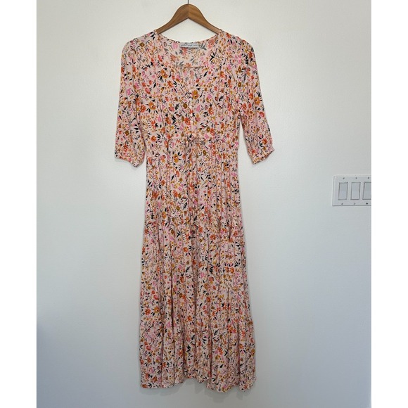 Petal & Pup Kelda Midi Dress Floral Tie Waist Cottagecore Size XS - Picture 2 of 14
